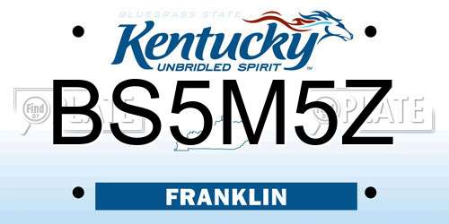BS5M5Z Kentucky License Plate