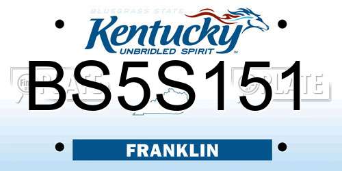 BS5S151 Kentucky License Plate