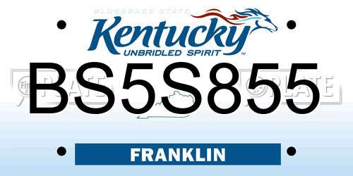 BS5S855 Kentucky License Plate