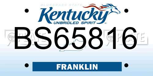 BS65816 Kentucky License Plate