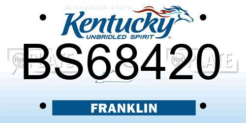 BS68420 Kentucky License Plate