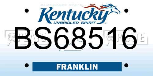 BS68516 Kentucky License Plate