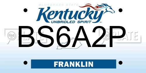 BS6A2P Kentucky License Plate