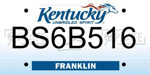 BS6B516 Kentucky License Plate