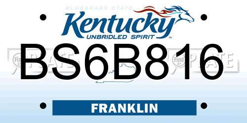 BS6B816 Kentucky License Plate