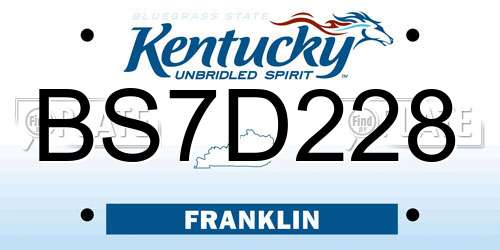 BS7D228 Kentucky License Plate