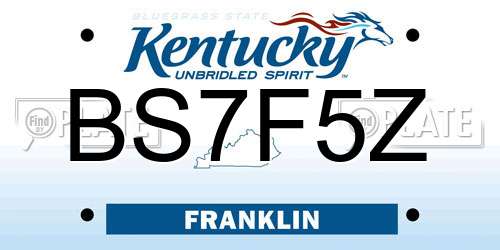 BS7F5Z Kentucky License Plate