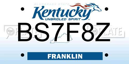 BS7F8Z Kentucky License Plate