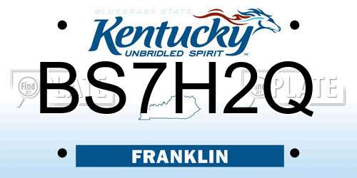 BS7H2Q Kentucky License Plate