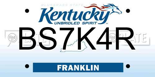 BS7K4R Kentucky License Plate