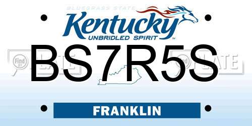 BS7R5S Kentucky License Plate