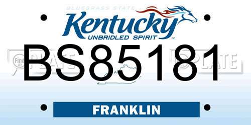 BS85181 Kentucky License Plate