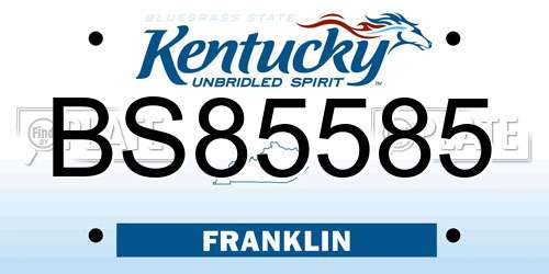 BS85585 Kentucky License Plate