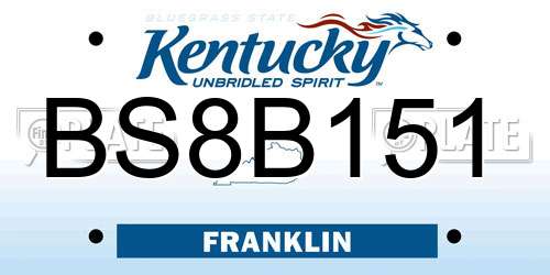 BS8B151 Kentucky License Plate