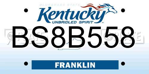 BS8B558 Kentucky License Plate