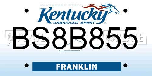 BS8B855 Kentucky License Plate