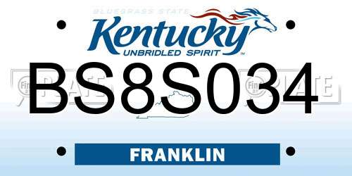 BS8S034 Kentucky License Plate