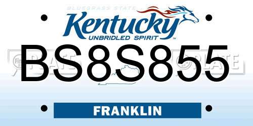 BS8S855 Kentucky License Plate