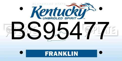 BS95477 Kentucky License Plate