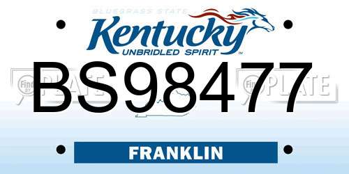 BS98477 Kentucky License Plate