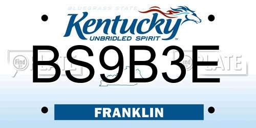 BS9B3E Kentucky License Plate