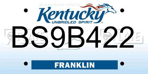 BS9B422 Kentucky License Plate