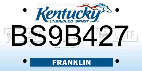 BS9B427 Kentucky License Plate