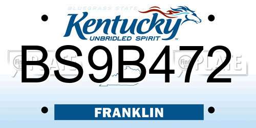 BS9B472 Kentucky License Plate