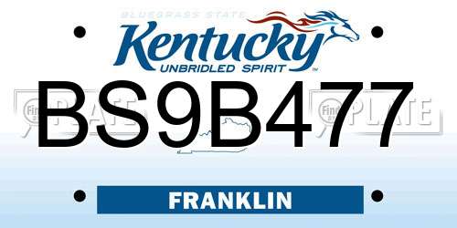 BS9B477 Kentucky License Plate