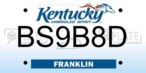 BS9B8D Kentucky License Plate