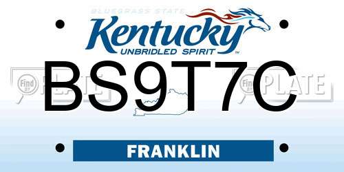 BS9T7C Kentucky License Plate