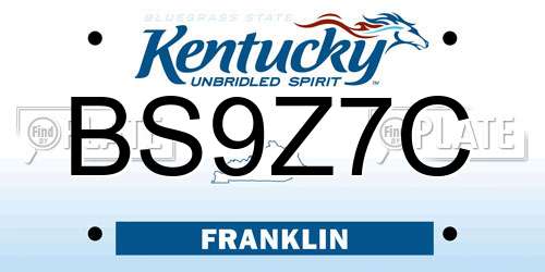 BS9Z7C Kentucky License Plate