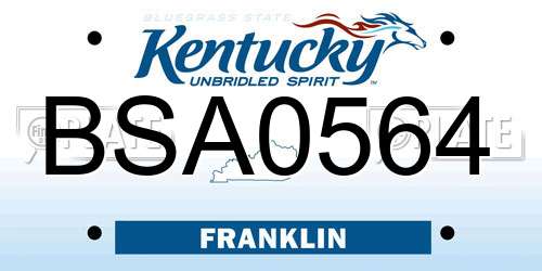 BSA0564 Kentucky License Plate