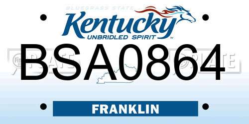 BSA0864 Kentucky License Plate