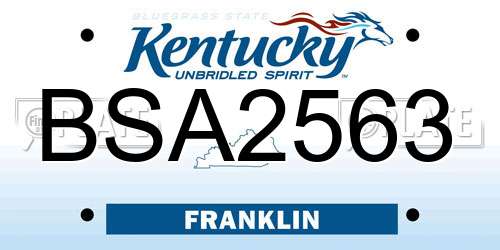 BSA2563 Kentucky License Plate