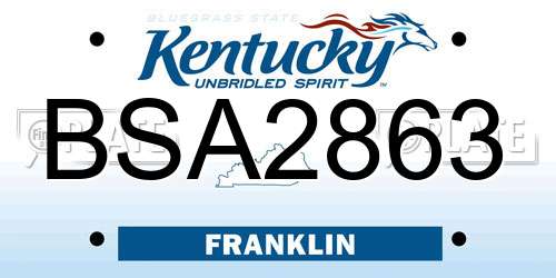 BSA2863 Kentucky License Plate