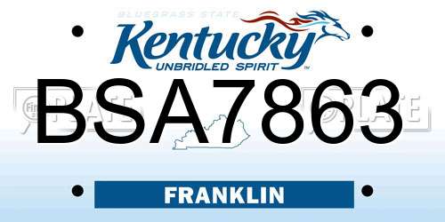 BSA7863 Kentucky License Plate