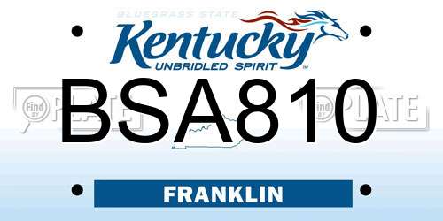 BSA810 Kentucky License Plate