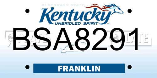 BSA8291 Kentucky License Plate