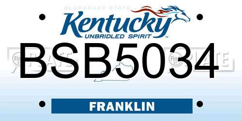 BSB5034 Kentucky License Plate