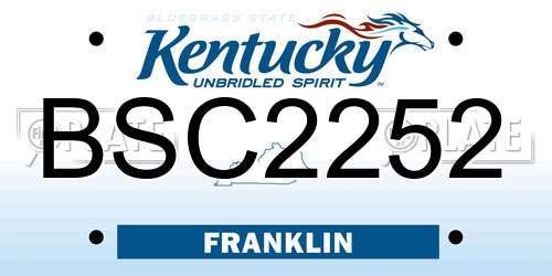 BSC2252 Kentucky License Plate