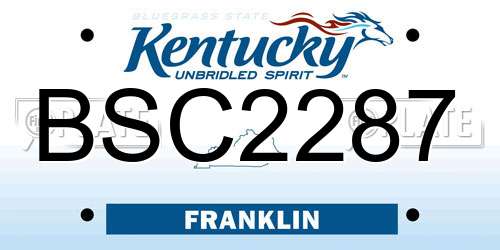 BSC2287 Kentucky License Plate