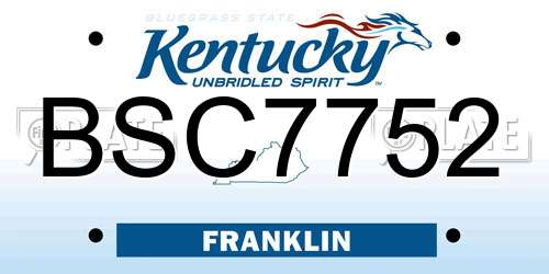 BSC7752 Kentucky License Plate