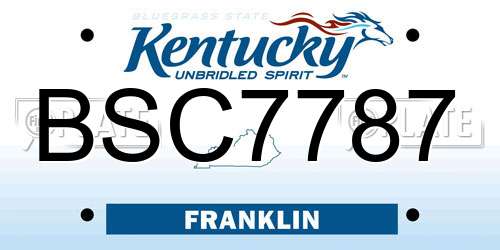 BSC7787 Kentucky License Plate
