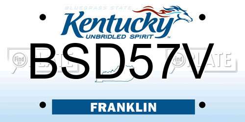 BSD57V Kentucky License Plate