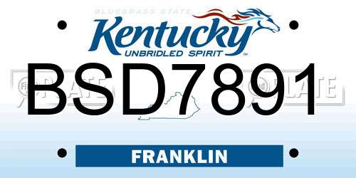 BSD7891 Kentucky License Plate