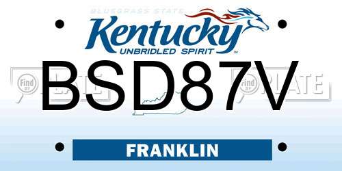 BSD87V Kentucky License Plate