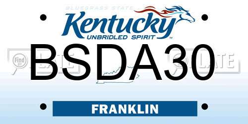 BSDA30 Kentucky License Plate