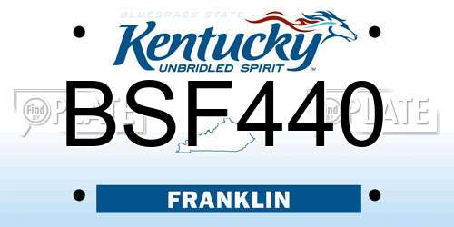 BSF440 Kentucky License Plate