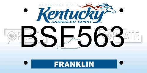 BSF563 Kentucky License Plate